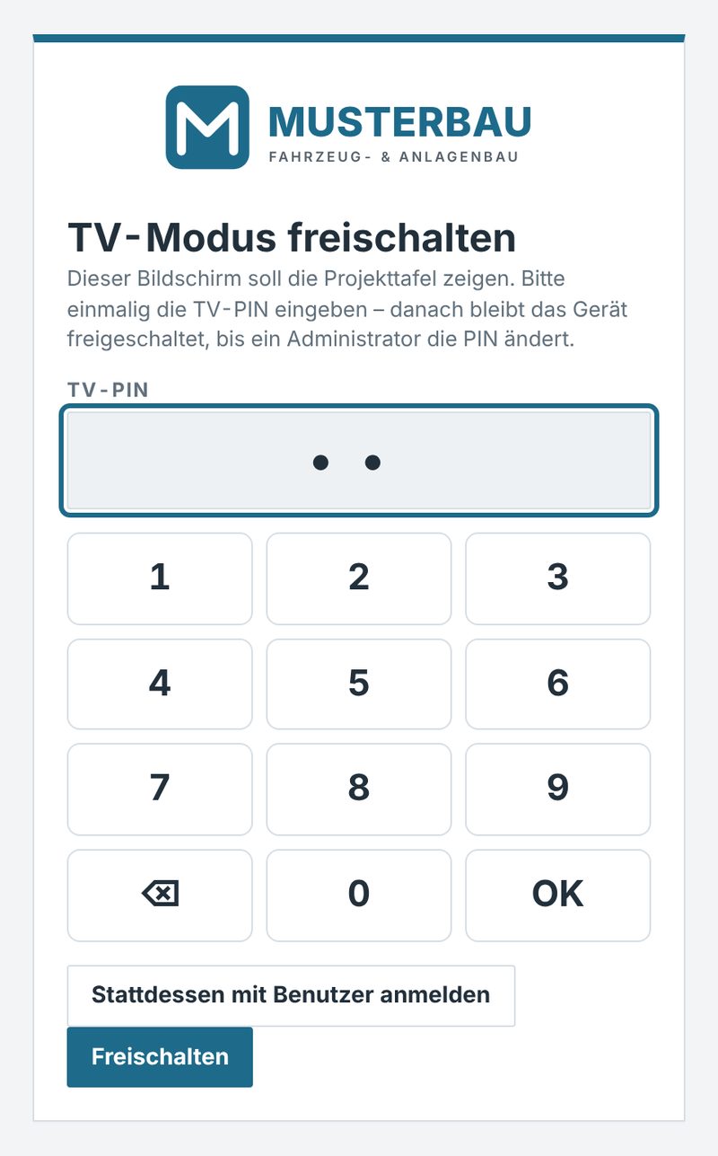 TV-Modus mit PIN freischalten